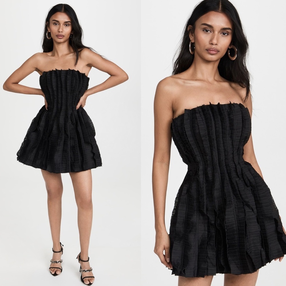 Aje The Hybrid Ruffle Sleeveless Mini Dress in Black - Picture 2 of 10